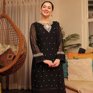 Lourd porter dubaï marocain élégant ivoire robes de soirée pour les femmes en mousseline de soie broderie à manches longues a-ligne à paillettes mariages - Product Image 1