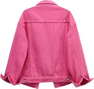 แจ็คเก็ตยีนส์ผู้หญิงลายโลโก้แบบกำหนดเอง ทันสมัย สวมใส่สบาย ผ้าเนื้อนุ่ม น้ำหนักเบา เหมาะสำหรับใส่ในชีวิตประจำวัน - Product Image 2