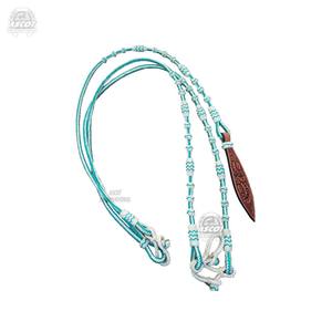 Riendas para montar a caballo cuero occidental cuero crudo Romal Rein personalizado trenzado a mano equipo ecuestre al por mayor - Product Image 5