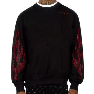 Custom Rhinestone <b>Trendy</b> Wholesale Design Logo For Men's Sweatshirts <b>hoodies</b> Men's Warm Winter Breathable Comfortable Sweatshirt - Product Image 4