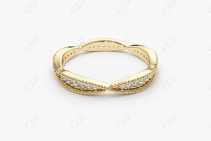 Sortija de boda Infinity Milgrain con diamantes cultivados en laboratorio, sortija delicada de oro sólido de 14K, para novia, novedad - Product Image 4