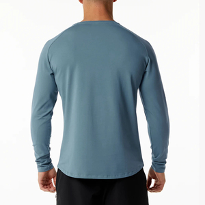 2025 vente en gros de haute qualité léger 100% coton manches longues hommes T-Shirt 100% coton T-shirt pour hommes coupe ample imprimé - Product Image 2