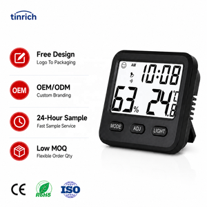 Higrómetro Digital para Interiores, Termómetro LCD, Medidor de Humedad, Reloj Despertador con Monitor de Temperatura Ambiente para el Hogar, Oficina, Cuarto de Bebé - Product Image 1