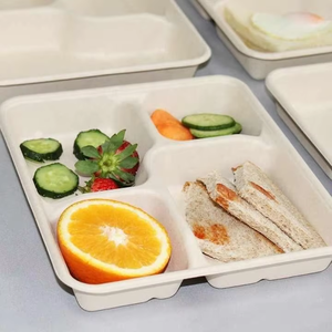 Conteneur <span class=keywords><strong>jetable</strong></span> biodégradable et compostable à 4 compartiments, fabriqué en Chine, en bagasse de canne à sucre, pour les <span class=keywords><strong>repas</strong></span> à emporter, les déjeuners, les plateaux alimentaires - Product Image 6