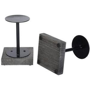 Bougeoir décoratif d'éclairage Design élégant Base en bois noire Bougeoir en métal Bougeoir votif Décoration de table - Product Image 3