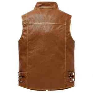 Chaleco de cuero genuino personalizable de alta calidad para hombre, diseño de moda de motorista elegante, chaleco transpirable de alta calidad para hombre - Product Image 3