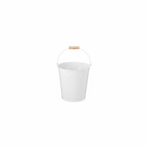 Seau décoratif rond standard de luxe en métal et fer avec poignée, petit seau de service blanc en acier galvanisé pour la maison - Product Image 4