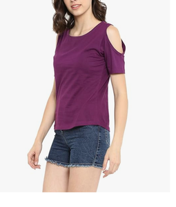 Vente en gros du fabricant de t-shirts à manches courtes en tissu de couleur unie personnalisés pour femmes - Product Image 6