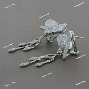 Pendientes de Plata con Diseño de Flores y Diamantes de Moissanita Engastados en Micropavé, Diseño Brillante para Uso Diario - Product Image 3