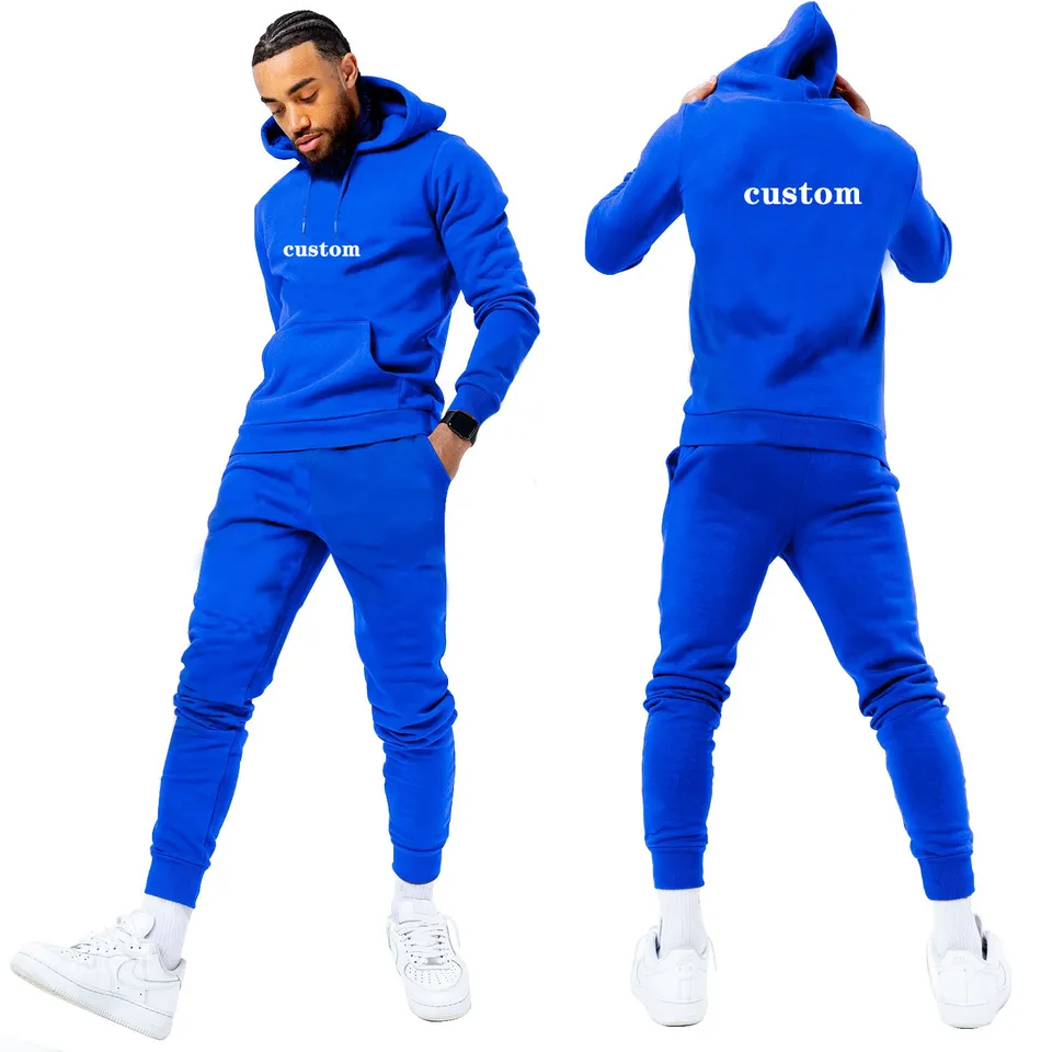 Conjunto de Hoodies Masculinos Roupas Conjuntos Masculinos 2 Peças Moletons Casuais Algodão Homens Treino Hoodies + Calças Camisas Esportivas Outono Inverno