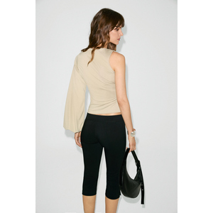 Blusa de mujer ETHIQUET ZEKONE de tela suave y elástica con manga murciélago y detalle fruncido en la cintura - Product Image 6