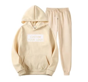 Ensemble de survêtement moderne pour hommes en polaire de haute qualité vêtements de sport de gymnastique de couleur unie avec logo imprimé pantalons de survêtement d'hiver - Product Image 5