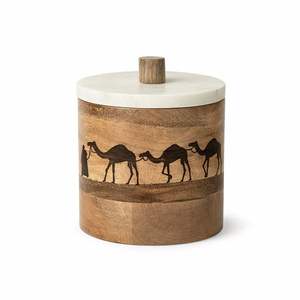 Pot de rangement en bois à succès avec un design d'étoiles suspendues, couvercle en marbre, boîte décorative pour la décoration de la maison à vendre - Product Image 6