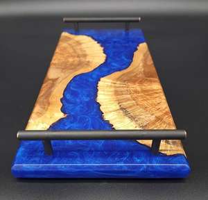 Bandeja de servicio de resina y madera natural de diseño americano, bandeja de epoxi, bandeja de comida, utensilios de cocina para uso en restaurante y hotel - Product Image 3