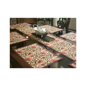 Custom Made GOTS Certified Cotton Floral <b>Yellow</b> Table Mats 13x19 Inches Slub Weave 240 GSM Wrinkle Free Embroidered India Export - Product Image 1
