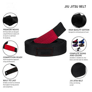 Cinturones de artes marciales de alta calidad de primera calidad, diseño de logotipo OEM personalizado, rayas en diferentes colores, hechos de poliéster y algodón - Product Image 4