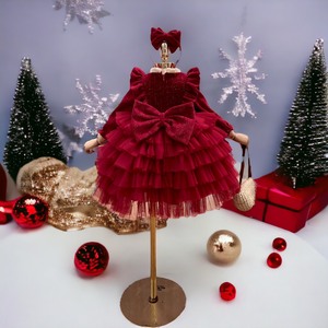 เดรสแฟชั่นคริสต์มาสเด็กผู้หญิงสำหรับฤดูหนาวสินค้า2023เดรสเจ้าหญิงผ้ากำมะหยี่สำหรับเด็ก - Product Image 2