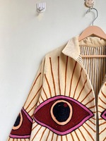 Velours rose coton unisexe mauvais œil Boho veste d'hiver haute qualité broderie vêtements d'extérieur décontractés superposition cadeau de fête