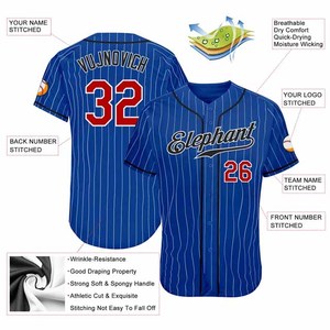 Custom Heat-Transfer Printed Baseball Jerseys Unisex Anti-UV 100% Polyester Team Numbers Short Sleeve V-neck 260g Sports - Product Image 3