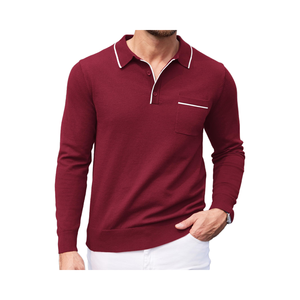 Polo de manga larga con nuevo logotipo de lujo personalizado, Polo de algodón 100% de alta calidad para hombre - Product Image 1