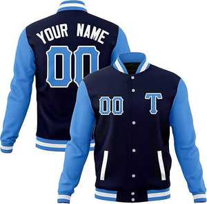 Veste de baseball universitaire tendance 2025 pour hommes avec manches en laine et ourlet côtelé offrant un style classique à la mode - Product Image 2