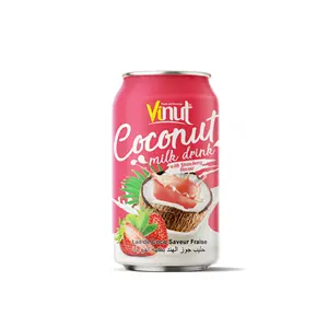 Coconut Milk Drink w Strawberry | 330ml (Pack of 24) VINUT, Plant Based, Non-GMO, No Added Sugar, Essential Electrolytes, OEM