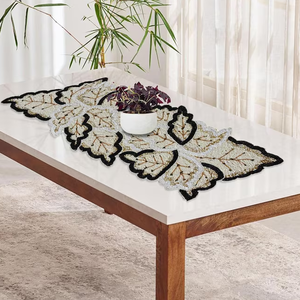 Corredor de cuentas rentable Mantel de cuentas altamente duradero Corredor de tela bordado único para decoración de comedor de boda - Product Image 5