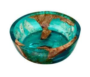 Bol en résine en bois de conception moderne sculpté à la main pièce maîtresse décorative rustique Accent de cuisine élégant pour la maison - Product Image 1