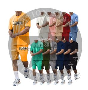 100% Cotton Sun faded Summer 2 pcs Oversized <b>TShirt</b> Training Men Shorts Sweat Suit Summer set Clothing shorts set - Product Image 5