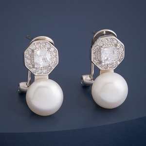 92.5 <b>Silver</b> <b>Stud</b> <b>Earrings</b> with Asscher Cut Diamond Bezel Setting Trendy Hexagon Pattern Rose Gold Inlay for Wedding Engagement - Product Image 1