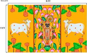 ผ้าพิมพ์ลาย3D มาใหม่ฉากหลังอินเดียผ้าสำหรับการตกแต่งงานแต่งงานอินเดียพิมพ์ลาย kolam pooja - Product Image 3