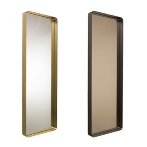 Espejo de pared moderno con acento dorado para decoración del hogar con patrones redondos y cuadrados para toque glamuroso para hoteles - Product Image 1