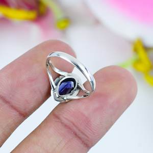 Vente chaude 925 bague en argent Sterling faite à la main en argent plaqué Marquise coupe naturelle Lolite pierres précieuses lunette réglage incrustation pour les fêtes - Product Image 2