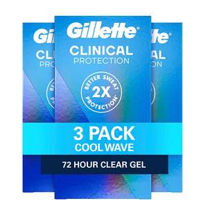 Gillette Clinical Strength Clear Gel antitranspirante y desodorante para hombres, protección contra el sudor de 72 horas, Cool Wave, 1,6 oz (paquete de 3) - Product Image 3