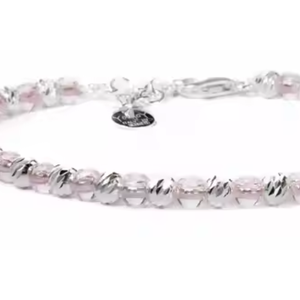 Pulsera de cuentas de cristal chapado en rodio blanco plateado 925 estilo casual de alta calidad hecha en Italia tamaños personalizables certificado CE - Product Image 2
