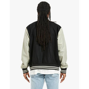 Venta caliente chaqueta de béisbol universitaria hecha a medida para hombre 100% algodón mangas de cuero de invierno cuello levantado de lana para adultos - Product Image 2