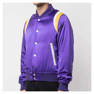 Chaqueta de bombardero Varsity de satén personalizada para hombre, chaqueta de servicios de material Bomber Letterman de satén personalizada para hombre, venta al por mayor - Product Image 1