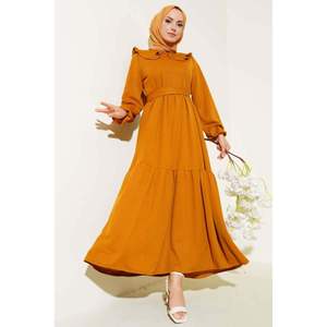 Robe ceinturée à col pour bébé moutarde - Product Image 2