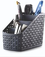 Porte-stylos compact, léger, moderne, multifonctionnel et réglable, en plastique brun brillant, 4 x 3 pouces, portable, personnalisable pour la maison