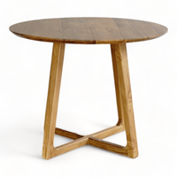 Table à manger ronde moderne de luxe en teck massif pour 4 personnes avec hauteur réglable pour la maison, le bar, le bureau à domicile, les hôtels et les entrées