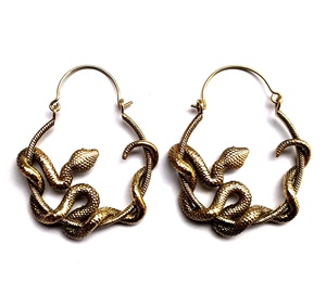 แฟชั่นทองเหลืองโลหะแกะสลักงูสัตว์ต่างหูโบราณต่างหูงูเครื่องประดับ - Product Image 2