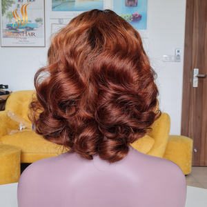 Peluca de cabello Natural de doble estiramiento, pelo indio ondulado corto Hd con encaje Frontal - Product Image 3