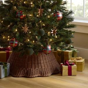 Natural Rattan Christmas Tree Collar Skirt Cover Handwoven <b>Wicker</b> Tree Skirt Rustic Holiday Decoration From Vietnam - Product Image 2