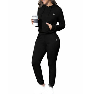 Ensemble sweat-shirt et jogging pour femme, coupe décontractée, en molleton doux, vêtements de détente, taille élastique, vêtements décontractés d'hiver pour la production OEM ODM - Product Image 3