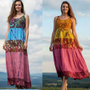 Robe longue en coton B/D Coton doux confortable pour une élégance sans effort Robe parfaite pour les journées chaudes et les nuits fraîches - Product Image 1