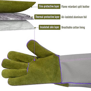 High Quality Split Cowhide Leather Palm Fingers Reinforced Mig Welding <b>Gloves</b> Fireproof Hand Safety Welder Working <b>Gloves</b> - Product Image 2