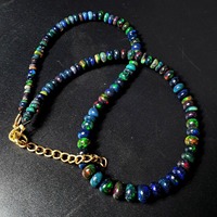 Collier de perles en opale d'Éthiopie noire naturelle, lisses et en forme de rondelle, plaqué or 18 carats, 3-5 mm, tendance, unisexe, cadeau