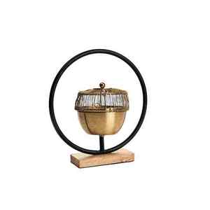 Gold Plated Modern Look Incense Holder Set in Metal & Wooden Middle East Design Bakhoor Burner For Home Hotel - Product Image 6