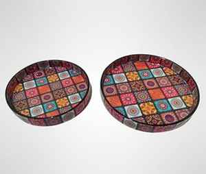 Bandeja de Servir de Madera Art Deco de Lujo con Estampado de Esmalte, Elegante para Café, Aperitivos o Regalos de Cumpleaños - Product Image 1