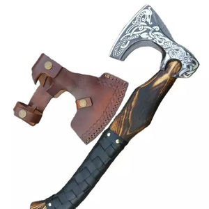 Venta al por mayor personalizada de alta calidad OEM ODM servicio hacha cabeza de hacha de acero de alto carbono con mango de madera de Damasco para uso en exteriores - Product Image 6